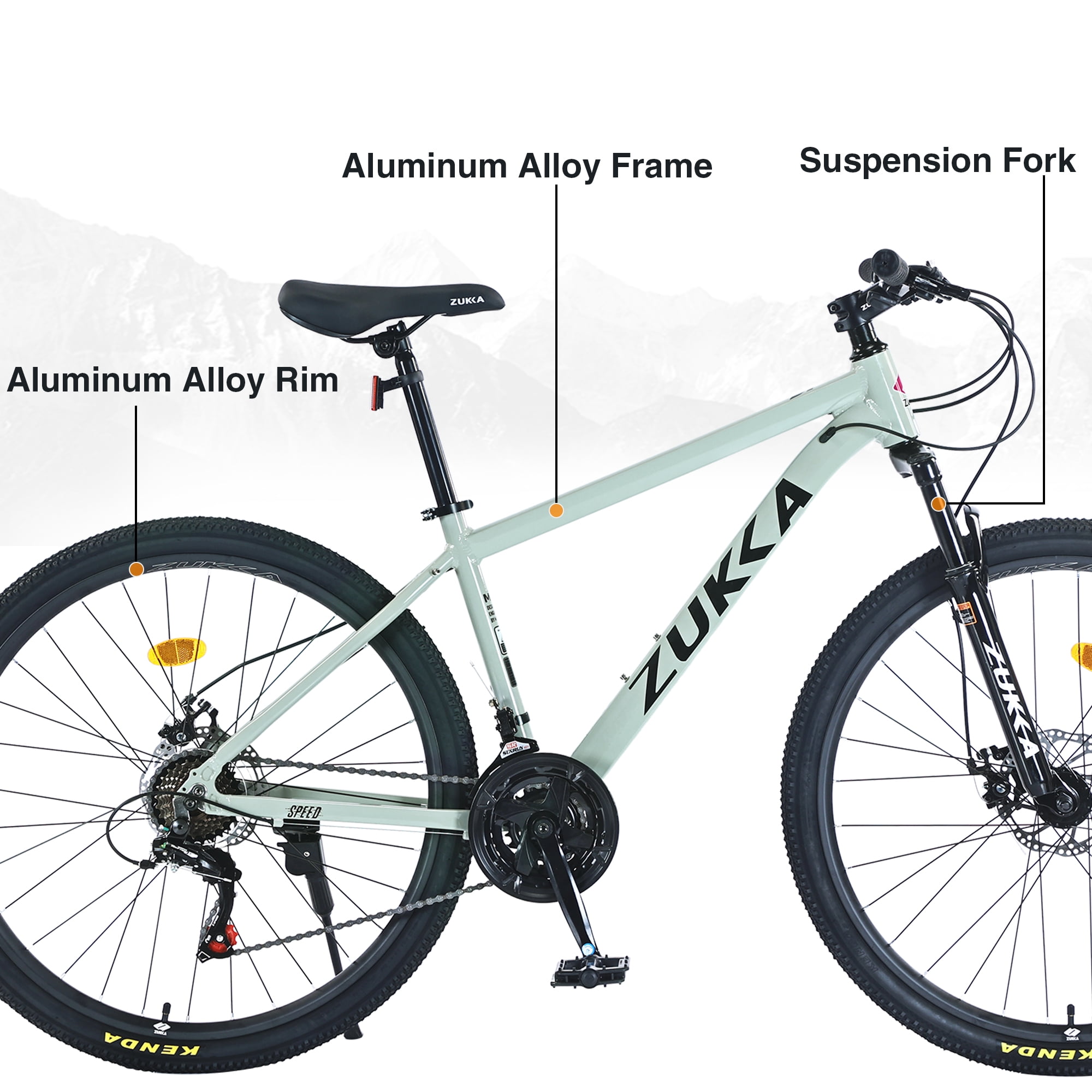 Aukfa 27.5" Aluminum Mountain Bike, 21-Speed MTB with Dual Disc Brakes & Suspension for Men & Women,Green