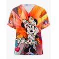 thumbnail image 1 of Women Fashion Short Sleeve V-neck Neck Tops Working Uniform Blouse Shirt Pet Scrubs Costume plus size Disney Mickey Mouse PrintS Gao Jinjia LED, 1 of 2