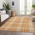 thumbnail image 6 of HomeRoots 678257 10 x 14 ft. Orange Ivory & Navy Blue Plaid Washable Machine Made Rectangle Area Rug with UV Protection, 6 of 9