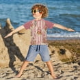 thumbnail image 3 of FORMRS Boys Rash Guard with Short Sleeves UPF 50+ Swim Shirts Sizes 3-12T, Beige Gingerbread Houses, 3 of 6