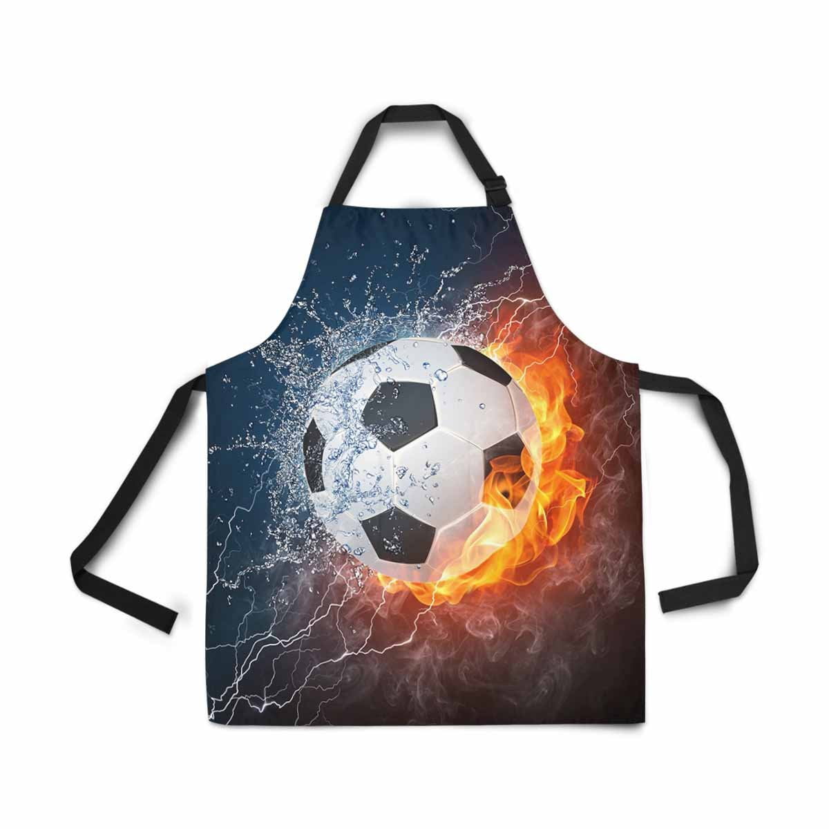 ASHLEIGH Soccer Ball in Fire and Water Soccer Game Adjustable Bib Apron