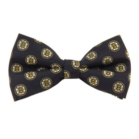 Fiber Wing - Boston Bruins NHL Repeated Logo Bow Tie - Hockey Team Logo, Elegant woven polyester micro fiber bow tie in official team colors and design By Eagles Wings