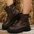 thumbnail image 2 of Dsscvnef Bottines en Velours à Bout Rond pour Femmes, Chaussures d'Hiver Décontractées, Semelle Épaisse, Confortables, Courtes, 2 of 8