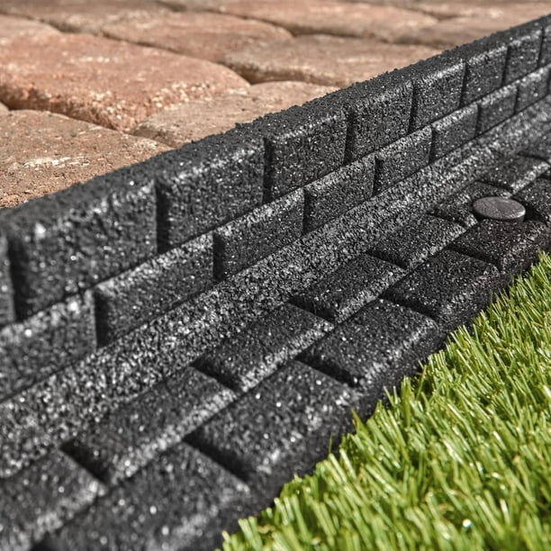 GroundSmart Brickface Landscape Edging, 4' Gray Rubber Garden
