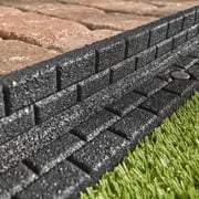 GroundSmart Brickface Landscape Edging, 4 Gray Rubber Garden Edging Border, 48 pack