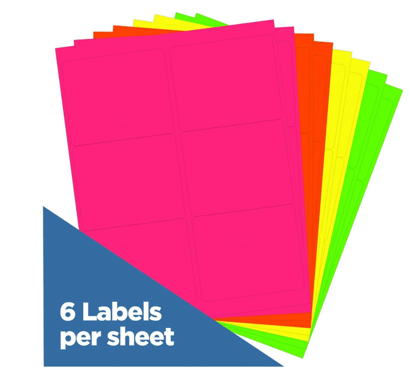 JAM Paper & Envelope Large Shipping Address Labels, 3 1/3 x 4, Neon Multicolor, 120/Pack