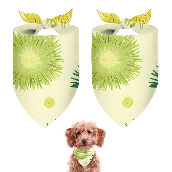 Dog Bandana 2 Pack,Green Yellow Dandelion Pattern Bandanas for Dogs,Cat Bandana,Small/ Large Dog Bandana 2 Size,Dog Bandanas Girl Boy