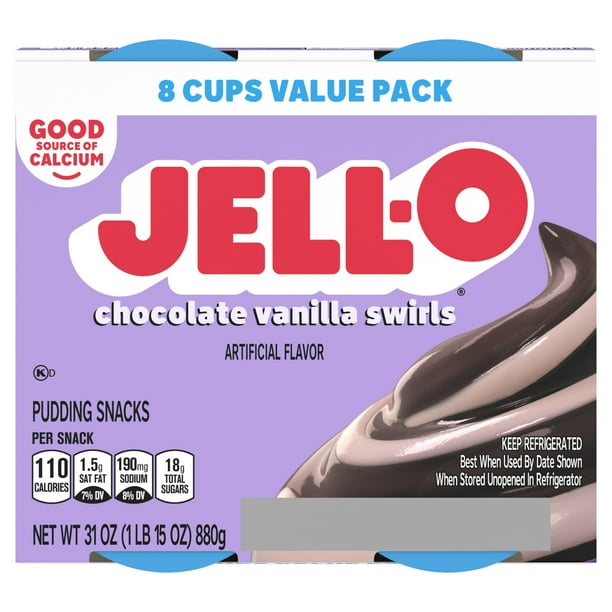 Jell-O Swirls Pudding 8ct | Pudding cups for supermarkets
