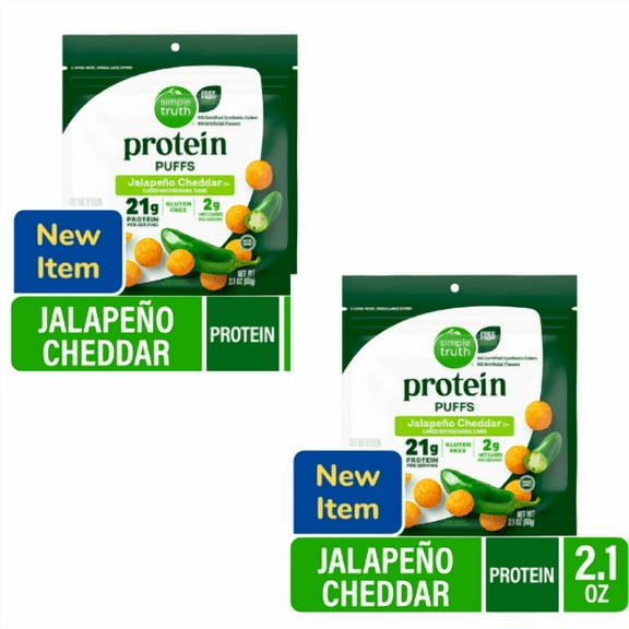 Simple Truth Protein Jalapeno Cheddar Cheese Puffs Chips,2.1 oz ,2 Pack