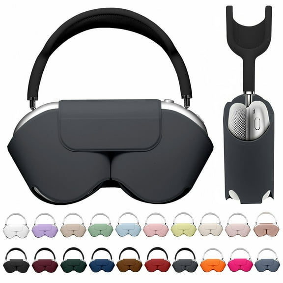 JunQiDongfor Apple Airpods Max Smart Case Cover, Soft PU Leather Protective Cover Accessories for Airpod Max with Sleep Mode, Anti-Dust Travel Carrying Case for Airpods Pro Max Headphones, Dark Gray