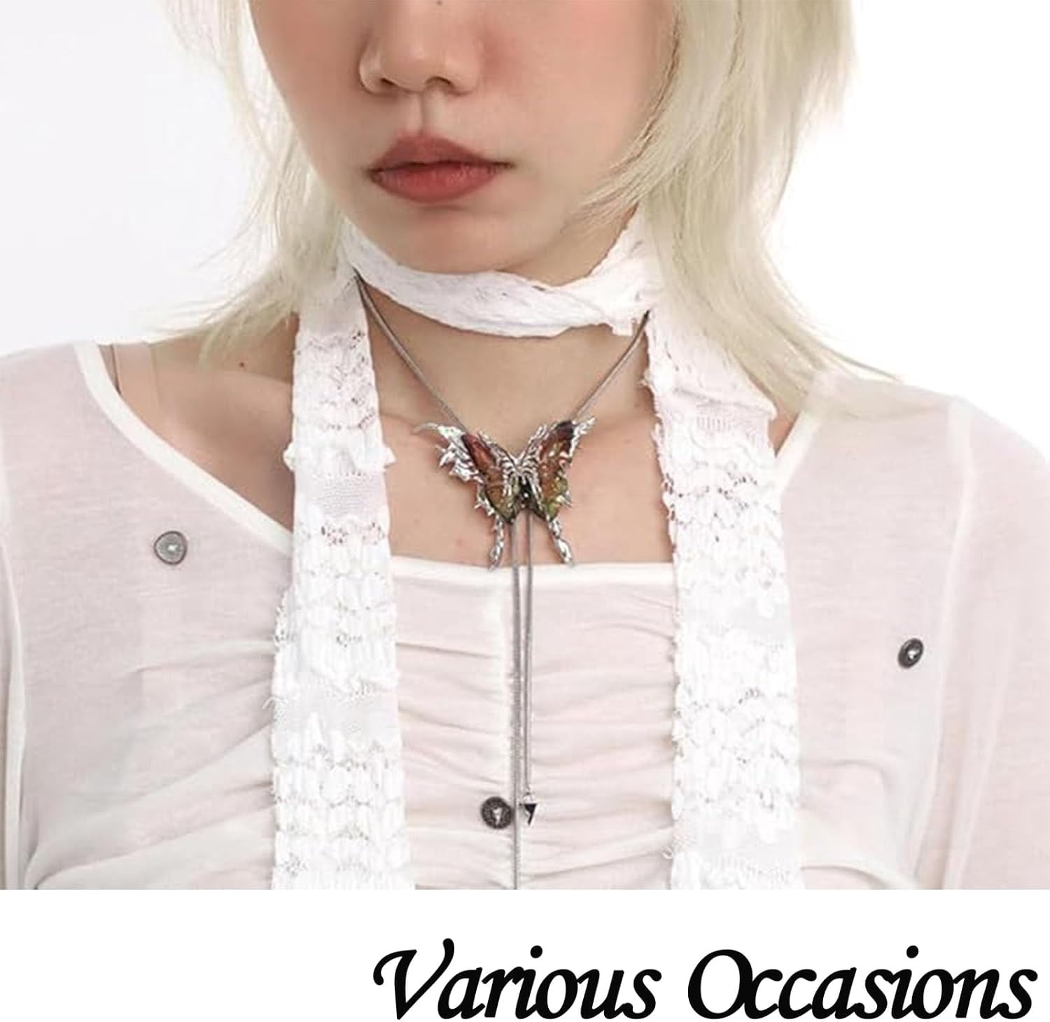 Exquisite Gothic Butterfly Necklace – 6 Interchangeable Charms, Handcrafted Butterfly Necklace, Adjustable Chain, Unique Vintage Jewelry Gift