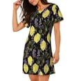 thumbnail image 2 of Sikiie Lavender Flowers Print Women's Short-sleeved Nightdress, Round Neck Pullover Nightdress Pajamas Summer Home Wear, 2 of 6