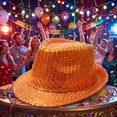 thumbnail image 2 of Oiyii Toddler Boys Sequin Fedoras Sparkle Stage Per formance Party Fedora Hats, Orange, 2 of 4