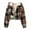Brown*1, variant on CFLVAEK Fleece Cropped Jacket Women Thick Sherpa Lined Jackets Full Zip Up Thermal Fall Winter Short Coat Flannel Plaid Print Outwear with Pockets Brown XL