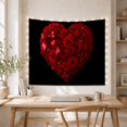 thumbnail image 5 of Heart Shaped Red Rose Bouquet on Black Background, Romantic Gothic Style for Flower Lovers, Floral Wall Art, Valentine's Day Gift, Tapestry Wall Hanging for Bedroom and Dorm, 5 of 7