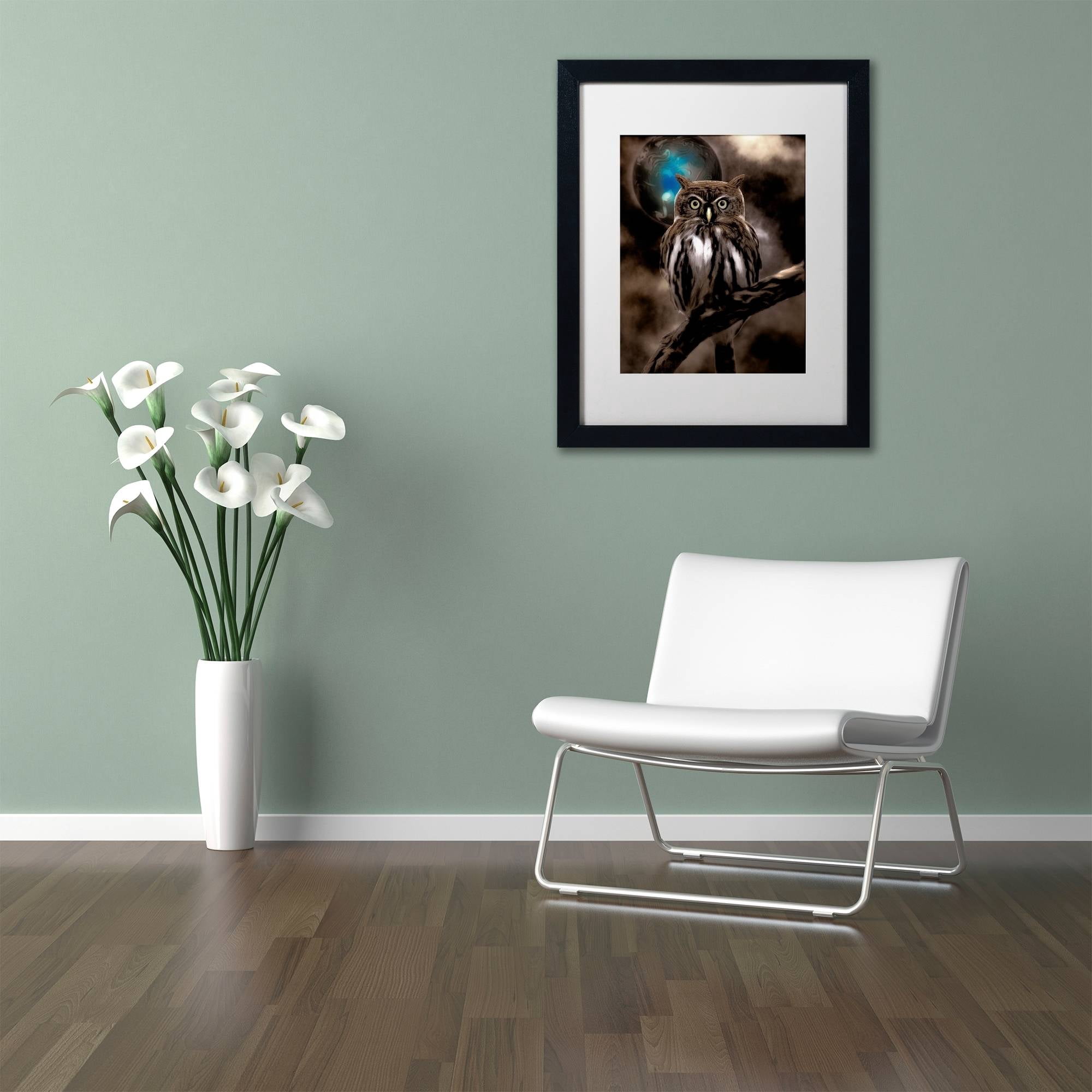 Trademark Fine Art "Night Owl" Canvas Art by Color Bakery White Matte, Black Frame