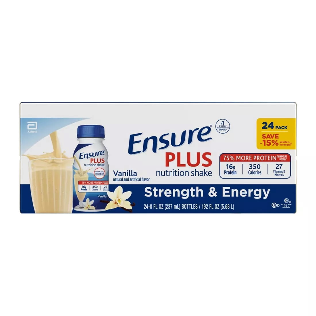 Ensure Plus Vanilla Shake, 24 pk./8 fl. oz.