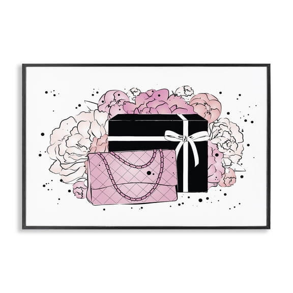 Stupell Industries Contemporary Peony Swathed Handbags Black Framed Giclee Art, 18 x 12, by Martina Pavlova
