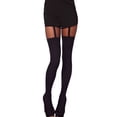 thumbnail image 6 of TELOLY Thigh High Stockings Stitching Lingerie Leg Stocking Socks for Women Black Stockings Thigh High, 6 of 7
