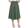 thumbnail image 3 of INSPIRE CHIC Cotton Midi Skirt for Women's Summer Casual Button Decor Elastic Waist A-Line Skirts with Pocket L Army Green, 3 of 6