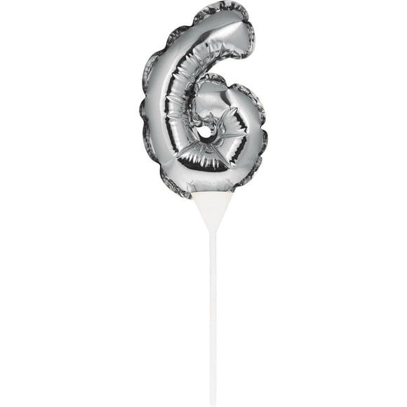 Silver 9" Number 6 Cake Topper