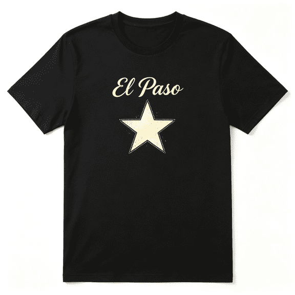 El Paso Texas City Star Emblem Retro Graphic Tee for Men and Women, Outdoor Road Trip Cotton Short Sleeves T-Shirt
