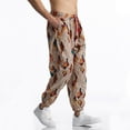 thumbnail image 3 of HomeGardon Linen Pants Men Casual Fashion Elastic Waist Print Trousers Elastic Bottom of A Trouser Leg Long Pants,S-XXXL, 3 of 5