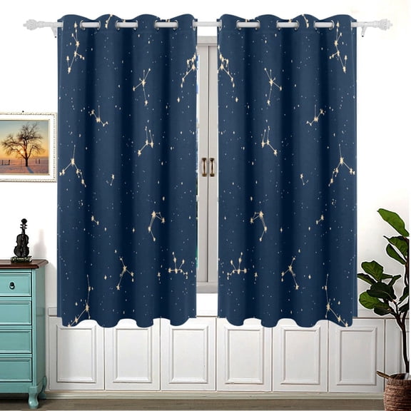 Starry Sky 63x55in Window Curtain Panels 63x55in 2-Piece Heavy Duty 80% Light Blocking