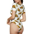 thumbnail image 3 of Daiia Pizza print Women's Crew Neck Short Sleeve Bodysuit Fashion Tops Fit Casual Basic Extender Bodysuit-Medium, 3 of 9