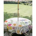 thumbnail image 3 of Outdoor Tablecloth with Umbrella Hole Zipper Wildflowers Round Tablecloth 54" Waterproof Outside Table Cloth Spring Country Tulip Butterfly Floral Leaf Patio Table Cover Tablecloths for Picnic Party, 3 of 8
