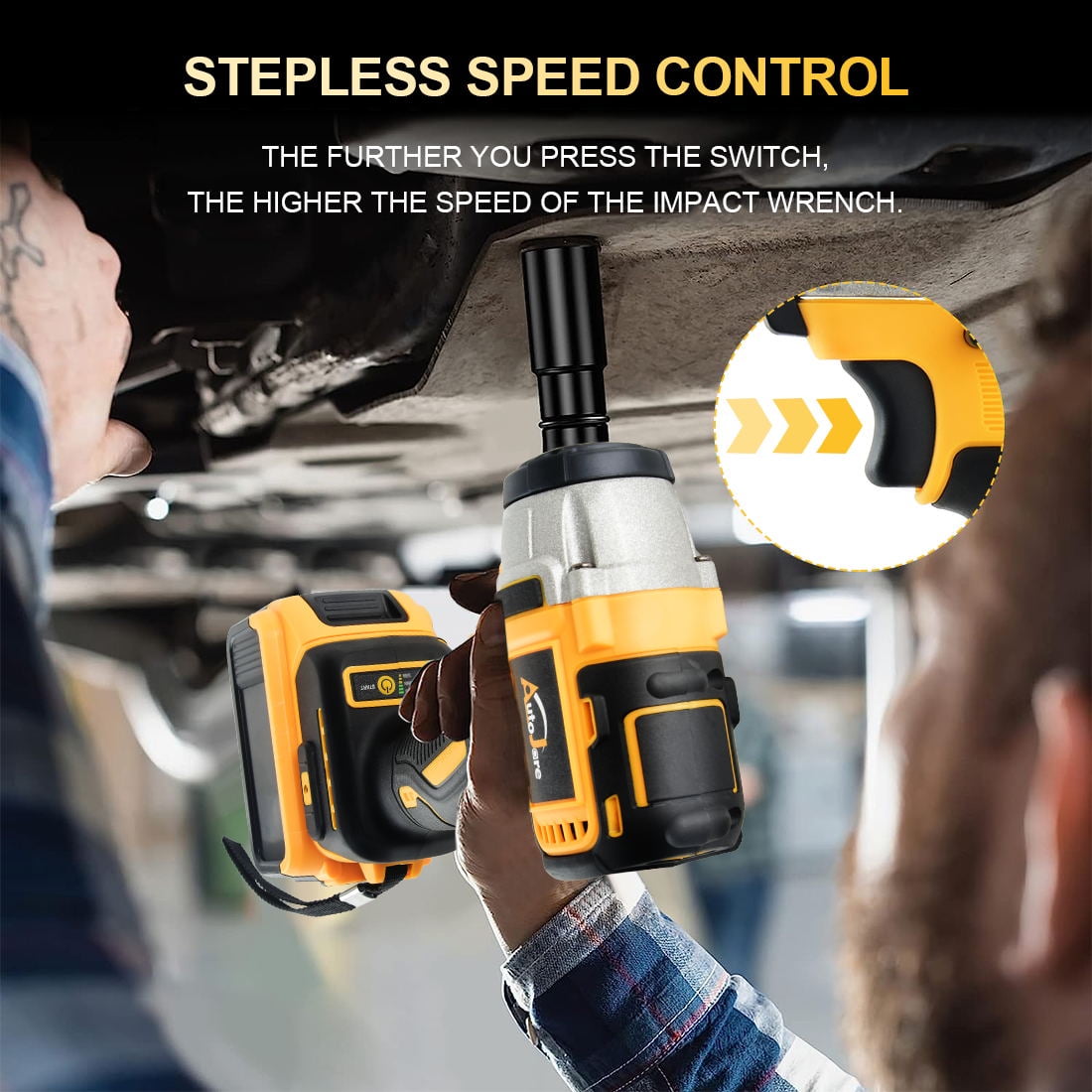 Cordless Impact Wrench Fit for Dewalt Battery 390FT-LBS 1/2 inch 530N.m Compact Impact Gun Brushless Electric Includes LED Work Light - 2800RPM Light-Duty Impact Driver Wrench - No Battery