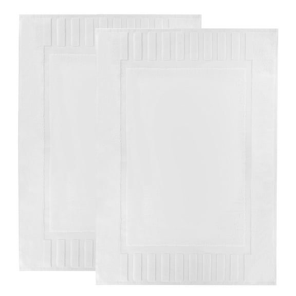 White Classic Luxury Bath Floor Towel Set, Hotel Spa 100% Cotton Terry Cloth Bath Mats for Bathroom Floor, Washable Shower Floor Towel, Matches Hotel Hand towels, Wash Cloths, 2 Pack, 22"x34", White