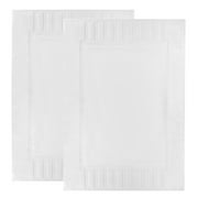 Luxury Hotel and Spa 100% Cotton Washable Bath Mats, 2 Pack, 22"x34", White, (Reversible Step Out Bath Mat Set)