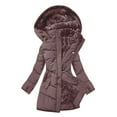 thumbnail image 2 of Winter Coats for Women Puffer Jacket Womens New Solid Color Long-sleeved Hooded Fashion Cotton-padded Jacket, 2 of 6