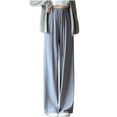 thumbnail image 3 of Kmdttou Fashionable Women's High Waisted Wide Leg Pants Solid Color Straight Tube Loose Casual Pants Long Pants, 3 of 8