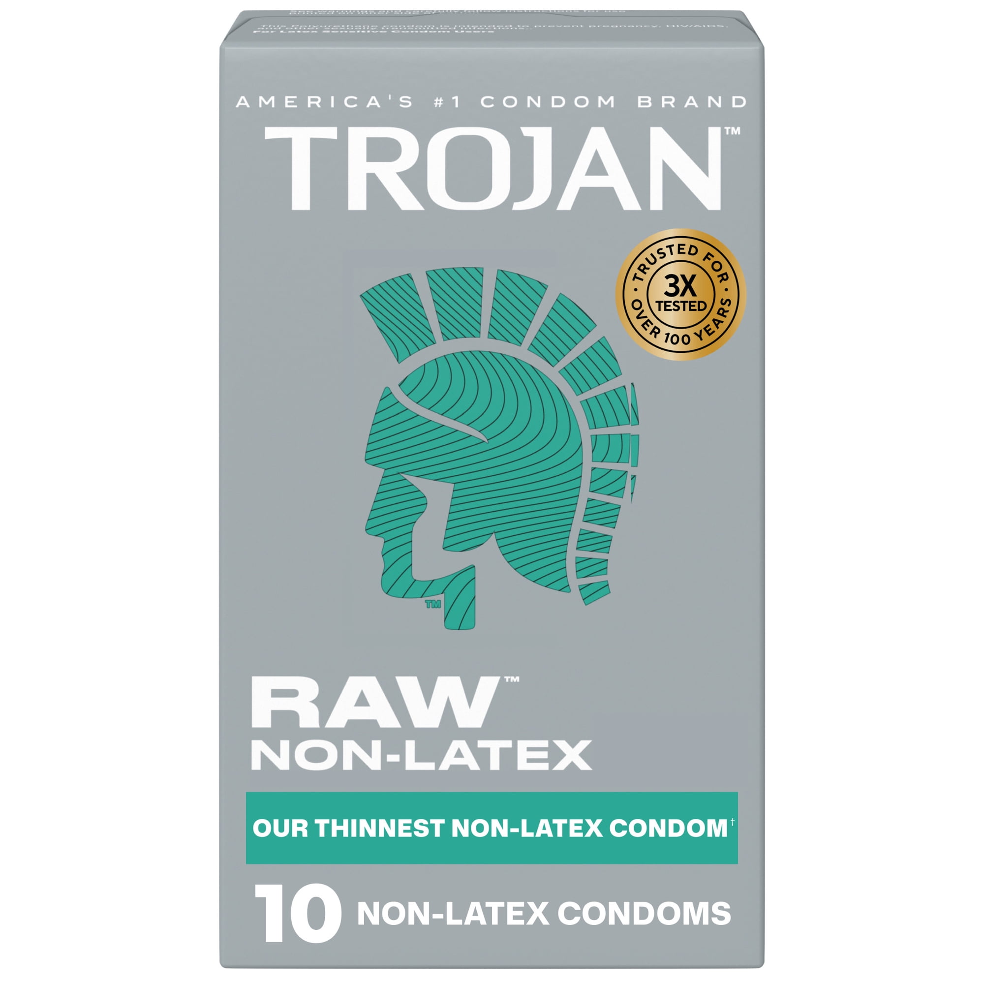 Trojan Raw Non-Latex Lubricated Thin Condoms for Men, America’s Thinnest Latex-Free Condom, 10 count
