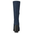 thumbnail image 4 of BLISSFUL STEP Women's Mid-calf Round Toe Block Heel Boots Navy Blue 8.5, 4 of 7