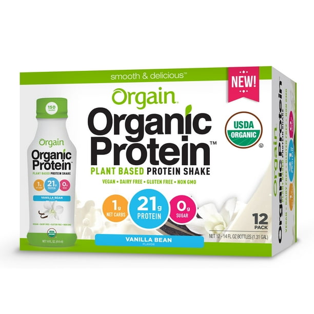 Orgain Organic Plant Based Protein Shake, Vanilla, 21g