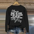 thumbnail image 2 of WEAIXIMIUNG Sweat-Shirt pour Femmes Zip Noir Sweat-Shirt à Manches Longues Col Rond Imprimé "Please don't Be Rude", 2 of 4