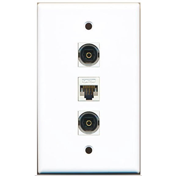 RiteAV - 2 Port Toslink 1 Cat5e Ethernet White Wall Plate