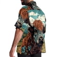 thumbnail image 3 of Yak Men's Short Sleeve Button Down Poplin Hawaiian Shirt for Summer Beach, Casual Printed Unisex Style, 3 of 6
