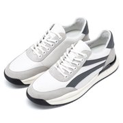 CMR CHAMARIPA Height Increasing Elevator Trainers - White Leather Casual Sneakers For Men 5CM / 1.95 Inches