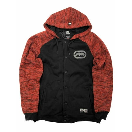 Ecko Mens Black & Red Hoodie Snap Front Jacket Small