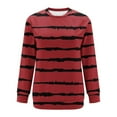 thumbnail image 4 of Generic Womens Striped Long Sleeve Shirt Crew Neck Tops Breton Loose Fit Tshirt with Pockets, 4 of 4