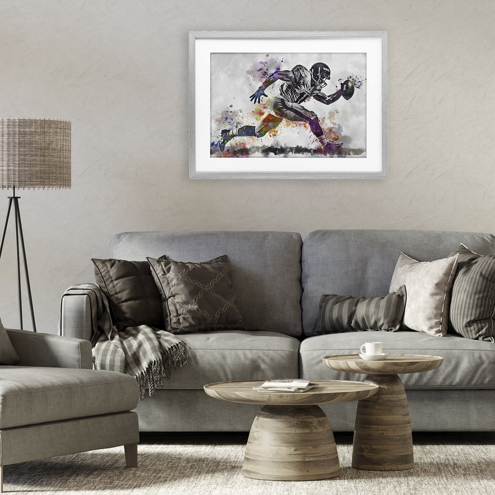 Stupell Industries Endurance Football Sprint Gray Framed Print Under Glass, design by Creative Studio