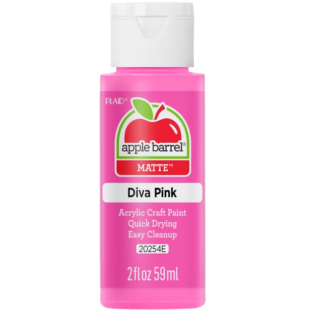 Apple Barrel Acrylic Craft Paint, Matte Finish, Diva Pink, 2 fl oz