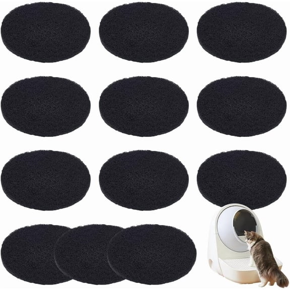 12Pcs Cat Litter Box Replacement Filters Compatible with Dome Replacement Activated Charcoal Filters Cat Litter Box Activated Black