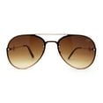 thumbnail image 2 of Womens Luxury Metal Deco Designer Rimless Pilots Sunglasses Gold Brown, 2 of 4