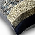thumbnail image 2 of Navy Blue Euro Shams 26x26 inch (65x65 cm), Burlap Euro Size Pillow Shams, Abstract, Pearl, Patchwork, Textured, Sequins Embellished, Circles, European Sham&nbsp; - Navy Pearlized, 2 of 4
