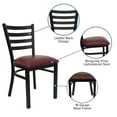 thumbnail image 6 of Flash Furniture 2 Pack HERCULES Series Black Ladder Back Metal Restaurant Chair - Burgundy Vinyl Seat, 6 of 14